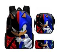 (StyleRR) Anime Cartoon Sonic Print Children School Bag Set For School Elementary Kids