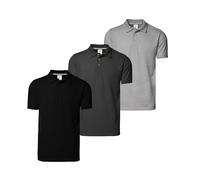 Stylerstreet Men’s Plain Polo Shirts Pack of 3, Lightweight 100% Pique Cotton Short Sleeve Activewear Solid Polo Shirt for Men Adult (UK, Alpha, XL, Regular, Regular, Black, Charcoal, Grey)