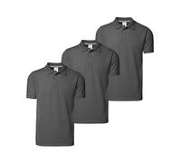 Stylerstreet Men’s Solid Polo Shirts Pack of 3, Lightweight 100% Pique Cotton Short Sleeve Plain Activewear Polo Shirt for Men Adult, Multipack Regular Fit Workwear Casual Polos, Smoke Grey