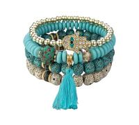 Styles 4Pcs Evil Eyes Set With Crystal Hand Tassels Charm And Beads Chain For Trendy Women Daily Wear Unique Gifts For Women
