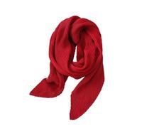 stylesilove Women Crinkle Pleated Square Scarf Solid Color Neckerchief Soft Bandana Small Shawl Neck Wraps for All Season, Red, 35"W X 35"L