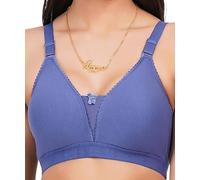 Stylesindia Non Padded Non-Wired Plunge Neckline Pattern Bra Plus Size Non Wired Pushup Soft Cup for Daily Use (UK, Numeric, 44, Plus, Regular, Blue)