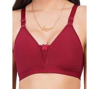 Stylesindia Non Padded Non-Wired Plunge Neckline Pattern Bra Plus Size Non Wired Pushup Soft Cup for Daily Use (UK, Numeric, 42, Plus, Regular, Maroon)
