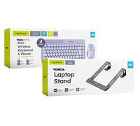 Styletech Lavender Wireless Keyboard & Mouse with Aluminium Laptop Riser