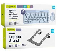 Styletech Wireless Sky Pastel Keyboard, Mouse and Laptop Riser Bundle