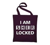STYLETEX23 I Am Sherlocked Sherlock Holmes Canvas Tote Shopper Bag Unisex, Maroon
