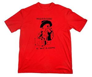STYLETEX23 Migration is Not A Crime Paddington T-Shirt, XL, red
