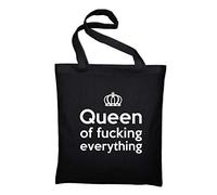 STYLETEX23 Queen Of Fucking Everything Canvas Tote Shopper Bag Unisex, Black