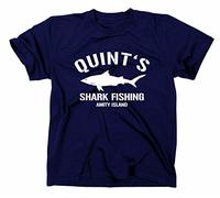 STYLETEX23 Quint's Shark Fishing Amity Island T-Shirt, S, Navy