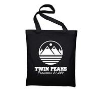 STYLETEX23 Twin Peaks Welcome Canvas Tote Shopper Bag Unisex, Black