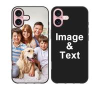 Styletify Custom Phone Case for iPhone 16, Personalized Picture Case Shockproof Soft Silicone Phone Case Customized Text Photo Case Xmas Birthday Gift Anti-Scratch Drop Proof Protective Cover Black