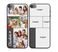Styletify Custom Phone Case for iPod Touch 567,Multi-Picture Collages Personalized Photo Text Case Anti-Scratch Drop Proof Protective Cover Black Soft Candy Case Customized Gift Birthday Xmas J