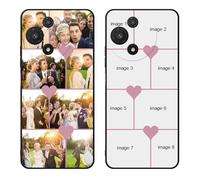 Styletify Custom Phone Case for TCL 60R 5G,Multi-Picture Collages Personalized Photo Text Anti-Scratch Drop Proof Protective Cover Black Soft Customized Gift Xmas Hearts