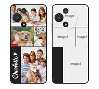 Styletify Custom Phone Case for TCL 60R 5G,Multi-Picture Collages Personalized Photo Text Case Anti-Scratch Drop Proof Protective Cover Black Soft Case Customized Gift Xmas J