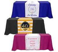 Styletify Custom Table Banner with Business Logo Name Text, Customized Tablecloth Runners Personalized Table Runner Photo for Party, Trade Show Events, Exhibition, Advertising, Wedding, Xmas 30"x72"