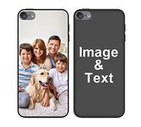Styletify Customized Photo Case for iPod Touch 5/6/7, Personalized Picture Case Shockproof Silicone Case Soft Candy Custom Phone Case Father's Day Birthday Gift Protective Phone Cover Black