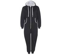 StyleWear Adults Zip Up Onesie1 Hooded Playsuit Unisex Thermal All in One Sports Jumpsuit M/5XL (Black 4X Large)
