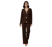 StyleWear Ladies Cheesecloth Textured Lounge Set - Long Sleeve V Neck Top with Gold Buttons & Trousers - 2 Piece Cheesecloth Co Ord Outfit, Casual Loungewear