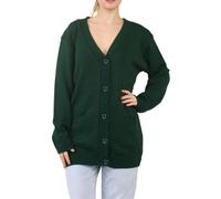 StyleWear Ladies Plus Size Baggy Soft Knit 2 Front Pockets Outerwear Womens Long Sleeve V Neck 5 Button Longline Knitted Cardigan White