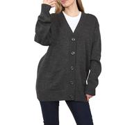 StyleWear Ladies Plus Size Baggy Soft Knit 2 Front Pockets Outerwear Womens Long Sleeve V Neck 5 Button Longline Knitted Cardigan Charcoal