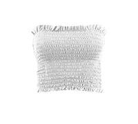 Ladies Shirred Bandeau Sheering Boob Tube Top Womens Strapless Gather Summer Bra Crop Top White