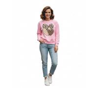 StyleWear Ladies Sweatshirt with Leopard and Stripe Hearts Print - Long Sleeve Graphics Printed Pullover Crewneck Jumper Top, Comfy Casual Wear for Women Pink