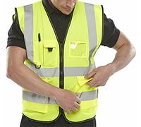 StyleWear Mens Hi Vis Viz Visibility Waistcoat Adults With Multi Pockets And Zipper Reflective Vest (Yellow Large)
