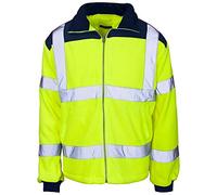 StyleWear Mens Hi Vis Viz Visibility Workwear Fleece Jacket Adults Rain Patch Zip Up Reflective Jacket Coat (Yellow X Large)