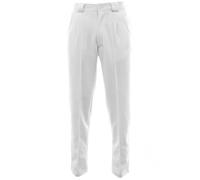 StyleWear Mens Professional Sports Bowling Full Length Stretchy Button Trouser Pant Adults Half Elastic Waist Belt Loop 2 Side Pockets Travel Casual Trouser White