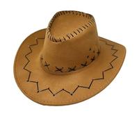 StyleWear Mens Womens Sun Protection Wide Brim Cowboy Hat Unisex Fancy Dress Western Stitch Cowboy Hat Camel