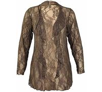 Womens Floral Lace Open Cardigan Ladies Long Sleeve Waterfall Top Open Front Cardigan Plus Size 14-28 (Brown UK 18)