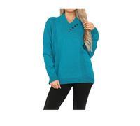 StyleWear Womens Long Sleeve V Neck 4 Button Cable Knitted Jumper Ladies Pullover Collared Plain Jumper Teal