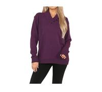 StyleWear Womens Long Sleeve V Neck 4 Button Cable Knitted Jumper Ladies Pullover Collared Plain Jumper Purple