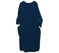 StyleWear Womens Oversized Lagen Look Dress Ladies Turn Up Sleeve Italian Baggy Pockets Tunic Dress (Navy UK 8-10)