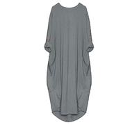 StyleWear Womens Oversized Lagen Look Dress Ladies Turn Up Sleeve Italian Baggy Pockets Tunic Dress (Charcoal UK 20-22)