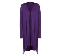 StyleWear Womens Plus Size Hanky Hem Long Sleeve Waterfall Cardigan Open Front Plain Cardigan 14-28 (Purple 20)