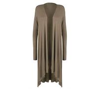 StyleWear Womens Plus Size Hanky Hem Long Sleeve Waterfall Cardigan Open Front Plain Cardigan 14-28 (Mocha 20)