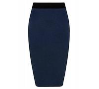 StyleWear Womens Plus Size Plain Bodycon Pencil Midi Skirt Ladies Stretch Contrast Elasticated Waistband Office Skirt (Navy UK 24-26)
