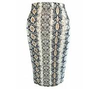 StyleWear Womens Plus Size Plain Bodycon Pencil Midi Skirt Ladies Stretch Contrast Elasticated Waistband Office Skirt (Snake Print UK 20-22)