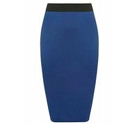 StyleWear Womens Plus Size Plain Bodycon Pencil Midi Skirt Ladies Stretch Contrast Elasticated Waistband Office Skirt (Royal Blue UK 12-14)
