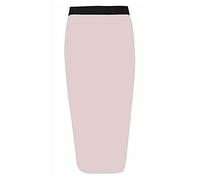 StyleWear Womens Plus Size Plain Bodycon Pencil Midi Skirt Ladies Stretch Contrast Elasticated Waistband Office Skirt (Baby Pink UK 20-22)
