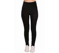 StyleWear Womens Ribbed Chunky Knitted Leggings Ladies Full Length Cable Knitted Thick Warm Winter Pants (Black UK 12-14)