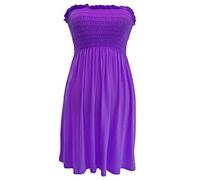 StyleWear Womens Sheering Strapless Bandeau Top Ladies Plain Plus Size Boobtube Mini Dress Purple