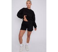 STYLEWISE Women's Crucifix Embroidered - Fleece Co-ord - Sweatshirt & Shorts Set in Black | Size: Medium STYLEWISE Black M