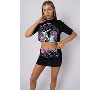 STYLEWISE Women's Disco Ball Graphic - Crop Top & Skirt - Co-ord Set in Black | Size: S/M STYLEWISE Black S/M