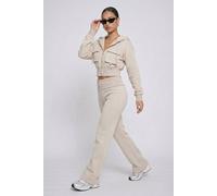 STYLEWISE Women's Hooded Top & Fold Over Waist Trouser Fleece Co-ord Set in Beige | Size: Medium STYLEWISE Beige M