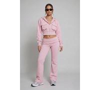 STYLEWISE Women's Hooded Top & Fold Over Waist Trouser Fleece Co-ord Set in Pink | Size: Medium STYLEWISE Pink M