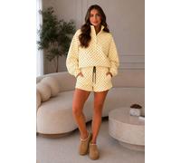 STYLEWISE Women's Polka Dot Zip-Up Jacket & Shorts Co-ord Set in Yellow | Size: 8 STYLEWISE Yellow 8