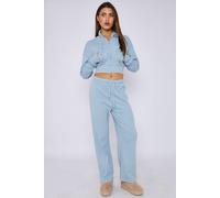 STYLEWISE Women's Soft Ribbed Zip Hoodie & Trouser - Co-ord Set in Blue | Size: S/M STYLEWISE Blue S/M