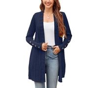 STYLEWORD Womens Cardigans Long Sleeve Open Front Longline Cardigan Ladies Lightweight Outwear with Pockets(Royal Blue,L)